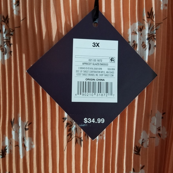 Ava & Viv Plus Size Apricot Sleeveless Dress - Picture 6 of 7